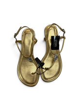 Load image into Gallery viewer, Giuseppe Zanotti Pre-Owned Gold Crystal Toe-Ring Flat Sandals - view 2