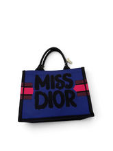 Load image into Gallery viewer, Dior Pre-Owned Blue Canvas Tote Bag with Graphic Print