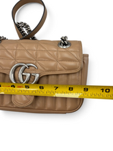 Load image into Gallery viewer, Gucci GG Pre-Owned Marmont Quilted Tan Leather Chain Shoulder Bag