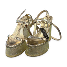Load image into Gallery viewer, Christian Louboutin Pre-Owned Gold Platform Sandals Size 7.5 - view 1