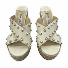 Load image into Gallery viewer, Jimmy Choo Pre-Owned Dovina 100 Pearl Studded Wedge Sandals - view 1
