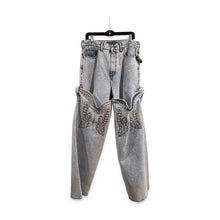 Load image into Gallery viewer, Y/Project Pre-Owned Light Wash Embroidered Wide-Leg Jeans - view 1
