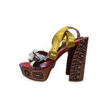 Load image into Gallery viewer, Christian Louboutin Pre-Owned Gold Platform Wedge Sandals - view 1