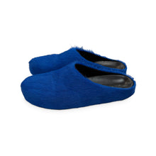 Load image into Gallery viewer, Marni Pre-Owned Blue Long Hair Calfskin Fussbett Sabots - view 2