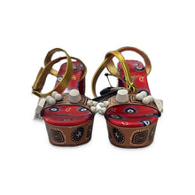 Load image into Gallery viewer, Christian Louboutin Pre-Owned Gold Platform Wedge Sandals - view 3