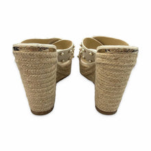 Load image into Gallery viewer, Jimmy Choo Pre-Owned Dovina 100 Pearl Studded Wedge Sandals - view 3