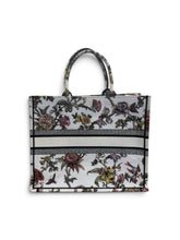 Load image into Gallery viewer, Dior Pre-Owned Medium Book Tote – White Multicolor D‑Floral Embroidery
