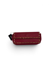 Load image into Gallery viewer, Valentino Pre-Owned Burgundy Leather Studded Clutch Bag
