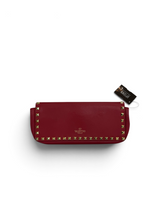 Load image into Gallery viewer, Valentino Pre-Owned Burgundy Leather Studded Clutch Bag
