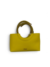 Load image into Gallery viewer, Cult Pre-Owned Gaia Nika Crystal-Embellished Yellow Leather Top Handle Bag
