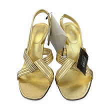 Load image into Gallery viewer, Versace Pre-Owned Gold Medusa Heel Sandals - view 1

