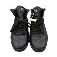 Load image into Gallery viewer, Gucci Pre-Owned Black Leather High-Top Sneakers - view 1
