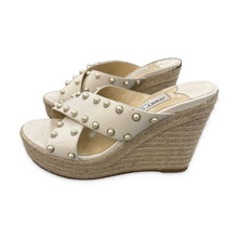Load image into Gallery viewer, Jimmy Choo Pre-Owned Dovina 100 Pearl Studded Wedge Sandals - view 2
