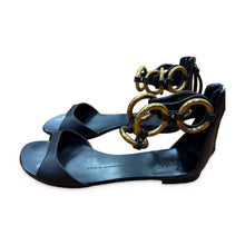 Load image into Gallery viewer, Giuseppe Zanotti Pre-Owned Black Chain-Link Flat Sandals - view 2
