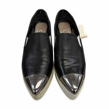 Load image into Gallery viewer, Miu Miu Pre-Owned Black Leather Cap-Toe Slip-On Sneakers - view 1
